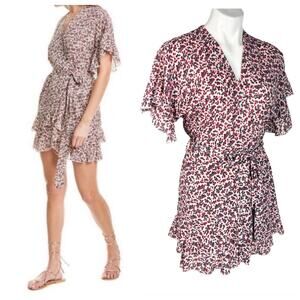 Sabina Musayev Ruffle Faux Wrap Mini Dress Size Small Ditsy Floral Cottagecore